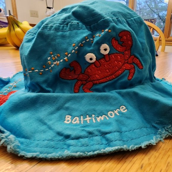 NWOT Kid Tees Aqua Baltimore Crab Bucket Hat Size 6-12 Months - Picture 4 of 12